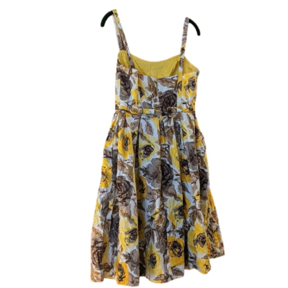 Maggy London Yellow Floral A-Line Cotton Dress 8 - Picture 4 of 8